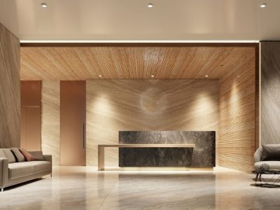 Modern private clinic reception and lobby