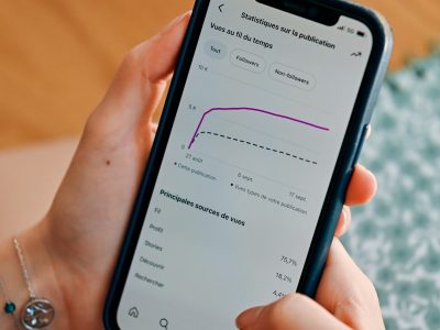 Person viewing healthcare social media analytics on smartphone
